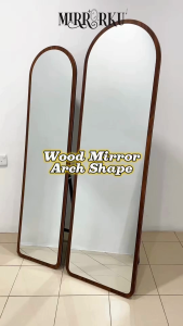 MIRRORKU Cermin Dinding Besar Cermin Berdiri Kayu Panjang Ruang Tamu Wood Arch Mirror Stand Full Body