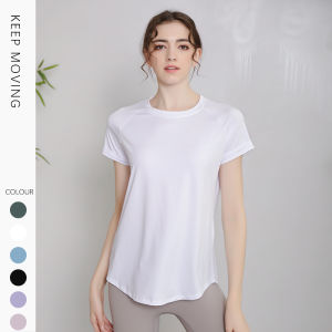 เสื้อยืดโยคะแขนสั้นหลวมสำหรับผู้หญิง เสื้อผ้าออกกำลังกาย Pilates สำหรับการวิ่งและฟิตเนส ชุดโยคะฤดูร้อน 2024 คอลเลกชันใหม่