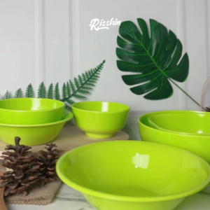 RISSHIN Seri Mangkuk Polos Hijau Muda 100% Melamin Food Grade Serbaguna Awet Kuat Tahan Panas SNI