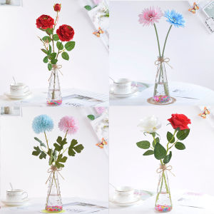Bộ Hoa Hồng Giả Trong Suốt Bằng Thủy Tinh Trang Trí Nhà Hàng Khách Sạn Bàn Ăn Trong Nhà Bó Hoa Tươi Bằng Vải Nhung