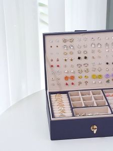 กล่องใส่เครื่องประดับ 2ชั้น มัลติฟังก์ชั่น จุขนาดใหญ่ ที่เก็บเครื่องประดับ (PUหนังคลาสสิก+ซับในผ้าฟลอคอิง) ราคาที่สุด