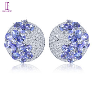 Lohaspie Jewelry Real 4.8 Carats Solid Sterling Silver 925 Clip Earring Natural Tanzanite Clip Earring Earring With Stone Tanzanite Earrings For Women Original Jewelry