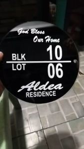 8 inch diameter Personalize House Plate Signage/Marker/Acrylic Circle shape