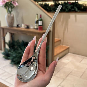 Long Head Soup Spoon Korean Style 18/10 Stainless Steel Stirring Rice Spoon Solid Rod Boss Lady Personal Use Dining Utensils