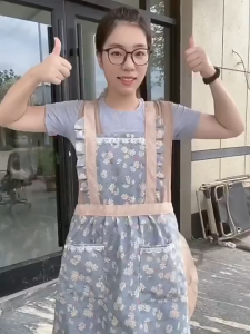 New Style Canvas Apron/Kitchen Household Female/Stain-Resistant Breathable Thin Apron/Western Cooking/Korean Version