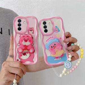 Cute Strawberry Bear Bracelet Stand Huawei Enjoy 50 Phone Case Korean Japanese Style Protective Cover Ins Cartoon Girl Silicone