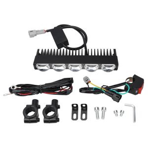 ไฟหน้ามอเตอร์ไซค์แบบ LED 5 เลนส์ ชุดไฟสปอร์ตไลท์ 12-24V พร้อมสวิตช์ ใช้ได้กับแฮนด์รถส่วนใหญ่ สีขาวเหลือง