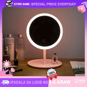 Novely Makeup Mirrors 3 Color Lighting Modes Detachable Portable LED Vanity Mirror with Light USB Charging Lighted Cosmetic 90° Rotateable Mirror with Storage Tray Touch Screen Portable