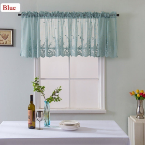 Modern Lace Jacquard Window Curtain Valance Lace Hem Coffee Short Curtain for Cabinet Door Bedroom Home Decor