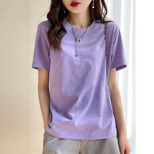 ล้างสต๊อกเก็บปลายทาง100% เสื้อยืดผ้าฝ้ายแท้ผู้หญิงเสื้อสีขาวแขนสั้นคอกลมสำหรับฤดูร้อนเสื้อยืดเรียบง่ายทรงหลวมแมทช์ลุคง่าย
