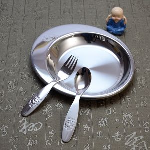 Thickened Food Grade 304 Stainless Steel Bowl for Children with Partition Fast Food Plate Deepened Dinnerware Set European Style