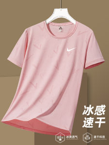 Ice Silk round Neck Short Sleeve T-Shirt Womens Summer Outdoor Running Fitness Quick Dry Base Shirt Casual Loose Fit Pure Color