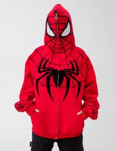 B121 เสื้อแขนยาวฮู้ด ซิปหน้า Oversize (อก 46-48 นิ้ว) ปักแมงมุมพ่นใย มีกระเป๋าข้าง ผ้าคอตตอลผ้าดี ผ้าไม่ยืด สินค้าพร้อมส่งจากไทย