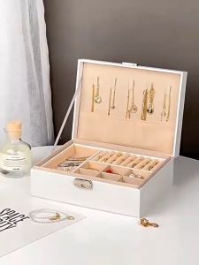 Hộp đựng trang sức da cao cấp 2 tầng