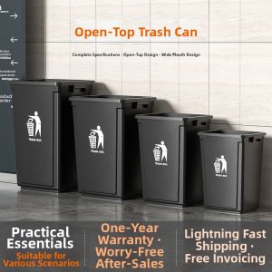 Rectangular Open-top Large Capacity Commercial and Home Kitchen Trash Bin