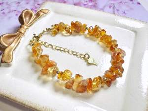 Gelang Kristal Natural Crystal Brazil Pyramid Citrine Irregular Shape Bracelets 纯天然水晶巴西黄塔晶黄水晶碎石手链
