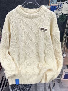 เสื้อสเวตเตอร์คอตั้งทรงกลมหนาสไตล์ญี่ปุ่นย้อนยุคสำหรับผู้ชายและผู้หญิง เสื้อคลุมกันหนาวสไตล์ฤดูใบไม้ร่วงและฤดูหนาว เสื้อสเวตเตอร์แฟชั่น