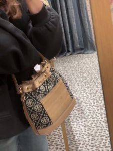 TB womens bag mini bucket drawstring hand bill shoulder crossbody bag Casual bag Aged wine bucket bag