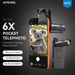 apexel | APEXEL 6X Optical Zoom Pocket Telephoto Lens 30cm Close Focus Portrait for iPhone Samsung All Smartphones Shooting Mobile Lenses
