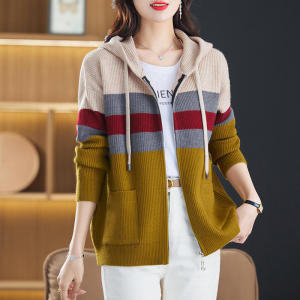 Zipper Knitted Cardigan Hoodie Outerwear