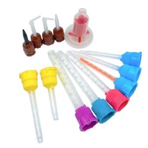 50Pcs/Pack Disposable Dental Mixing Tips Silicone Rubber Mixing Head 1:1 Dentistry Impression Nozzles Yellow Mixing Tubes