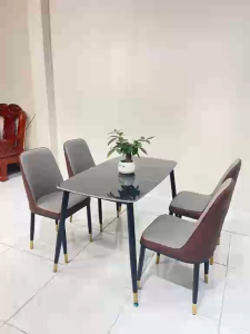 Bàn Ăn Mặt Đá 1m2 + 4 Ghế Da Cao Cấp | Nội Thất Phòng Ăn Sang Trọng