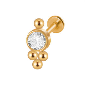 1 Món Trang Sức Khuyên Tai Mạ Vàng Hình Cụm Pha Lê Dùng Cho Helix Tragus Sụn Tai Chất Liệu Thép Phẫu Thuật Nguyên Chất 16G Đế Bằng Dùng Để Xỏ Tai