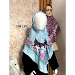 Hijab instan kerudung anak soft pad kuromi printing terbaru//hijab anak kuromi lucu sublim printing