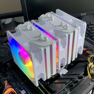 CPU Air-cooled Cooler 6 Heatpipes สีขาว Tower RGB Ventilador สําหรับ Intel LGA 1151 1156 1366 1200 1700 2011 AM4 AM5 PC หม้อน้ํา
