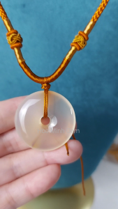 Mặt dây chuyền kiểu đồng điếu đá Mã Não A trắng VIP tuyệt đẹp size đk 31-33mm hm35406F Hoa Minh Gem