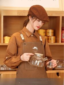 เสื้อเชิ้ตทำงานหลวมๆ สำหรับร้านกาแฟและร้านขนมหวาน ฤดูใบไม้ผลิและฤดูร้อน สำหรับผู้หญิงวัย 18-25 ปี เสื้อผ้าทำงานโรงแรม