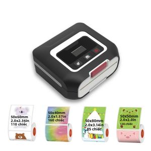 Máy In Nhiệt Cầm Tay KAYSION 20-80mm Với 4 Cuộn Giấy Nhãn Giao Diện Bluetooth BT Mã Vạch Cầm Tay Máy Tạo Nhãn Dán Cho Android iOS