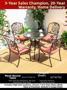 FENGZHAOHUANG | Outdoor Cast Aluminum 5-Piece Patio Set