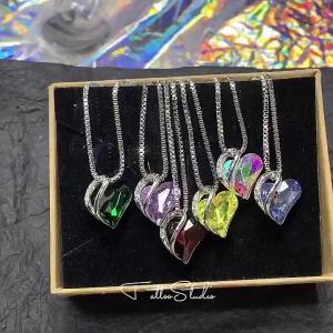 New Hot Selling Valentines Day Gift Ocean Heart Love Necklace with Eternal Rose Jewelry Box For Girl Mothers Day Gifts