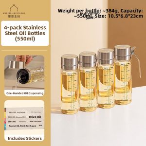MODERN SWEETHOME | Stainless Steel and Borosilicate Glass Condiment Bottle