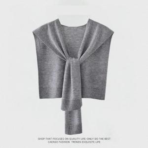 Gray Knitted Shawl Womens Outerwear Spring Summer New Style High-End Feel Small Cannon Shoulder Scarf for Dresses