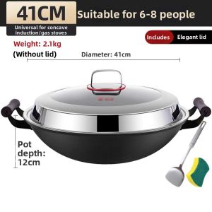 Premium Traditional Nonstick Cast Iron Stir-fry Pan