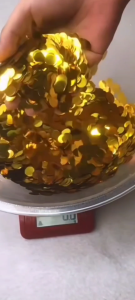 กระดาษประดับลูกโป่งกลม มุกเงา 10 กรัม/ถุง ใช้ประดับลูกโป่ง