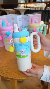 750ml Stainless Steel Vacuum Cup With Straw Large Capacity Tumbler Cute Insulated Cup