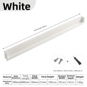 Concealed Drawer Handle Aluminium White