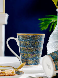 Luxury Embossed Gold Ceramic Mugs Large Capacity Bone China Office Cups Milk Cups Water Cups Gift Box for Home And Office Use