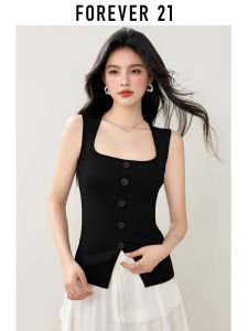 Forever21 | Slimming Square Collar Hide-Side-Breast Single-Button Split Vest