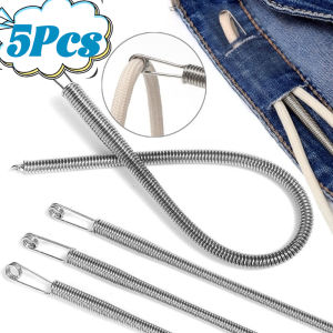 🔥New Upgrade🔥 5Pcs Flexible Spring Multi Purpose Threading Tool Portable Iron Elastic Lace Ribbon Home Drawstring Thread Waist Rope Accessory