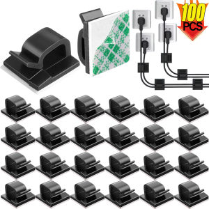 100/50pcs Self-adhesive Cable Organizer Clips / Wire Winder Holder / Car Desktop Office Cable Manager Cord Holder