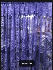 single lace curtain  scalop design width 60 inx75 in  Length  standard size. (window and  Door )