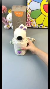 500ml Stainless Steel Thermal Water Bottle For Kids Cartoon Children Thermos Mug With Straw Leak-Proof Insulated Cup Drinkware