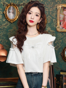 La Chapelle | White Bow Short Sleeve Summer Tshirt