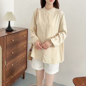 Áo Sơ Mi Lụa Cotton Mùa Hè Tay Dài Dáng Rộng Mỏng Thời Trang Chống Nắng Viền Hoa Cỡ Lớn Chất Liệu Polyester Thường Ngày