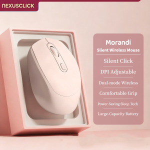NexusClick Silent Rechargeable Wireless Mouse Dual Mode Bluetooth 2.4G Ergonomic Gaming Mice 3 DPI for Windows Computer MacOS