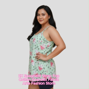 iChubby Plus Size (2XL) Low Neck Spaghetti Strap Sleeveless Top | Floral Print | Pambahay - Cotton Spandex Fabric | Length: 25-26 inches